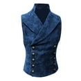 thumbnail image 1 of CTPDG Men's Fashion Classic Vest Slim Fit Stand Collar Steampunk Gothic Double Breasted Waistcoat Regular Size Casual Coat Blue XL, 1 of 3