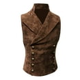 thumbnail image 1 of CTPDG Men's Fashion Classic Vest Slim Fit Stand Collar Steampunk Gothic Double Breasted Waistcoat Regular Size Casual Coat Brown L, 1 of 3