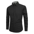 thumbnail image 1 of CTPDG Men's Fashion Shirt Casual Wrinkle Free Formal Dress Shirt Long Sleeve Button Down Solid Slim Fit Tops Business Suit Blouses Black S, 1 of 2