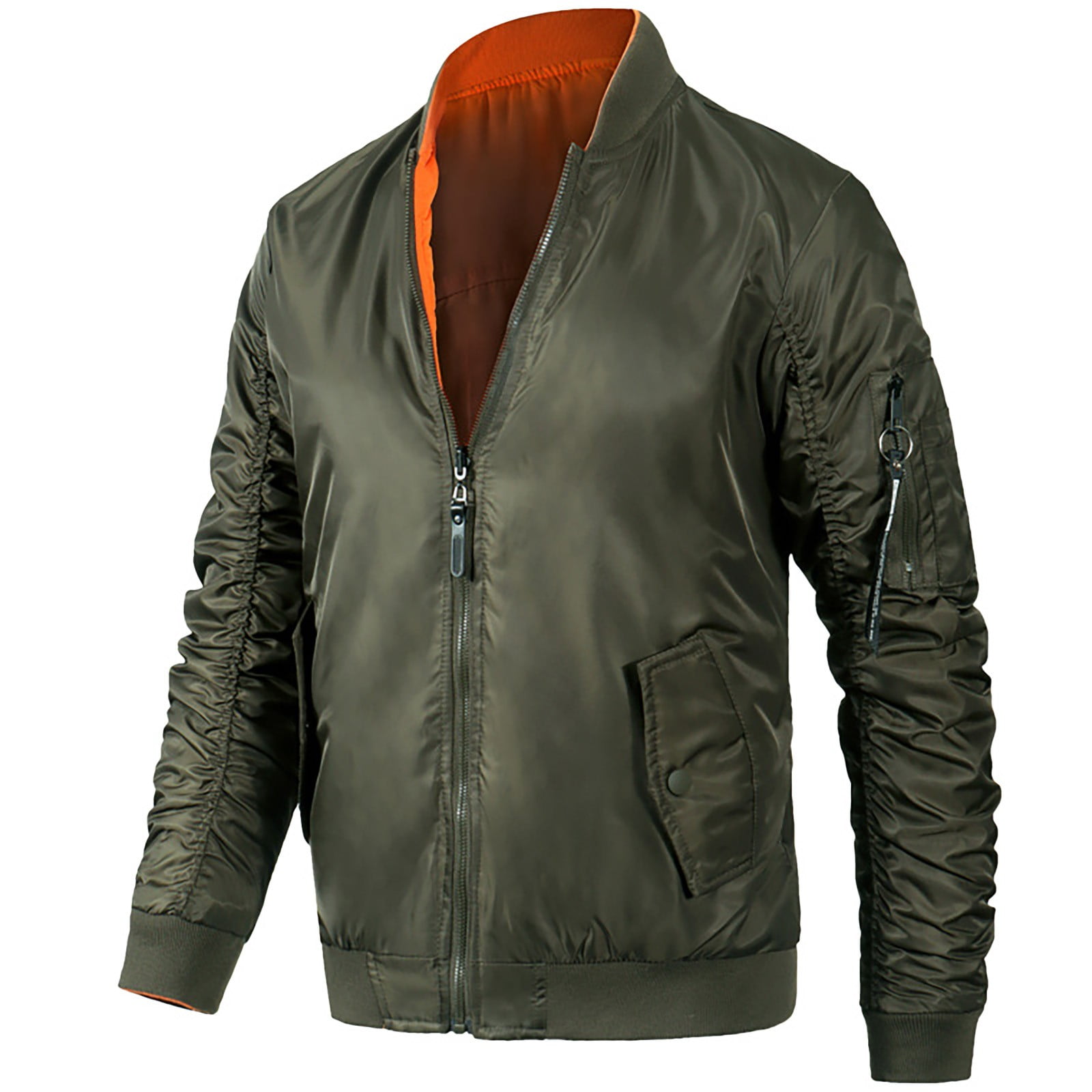 CTPDG Men's Fashion Solid Color Jackets No Hood Loose Stand Collar