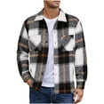 thumbnail image 1 of CTPDG Men's Flannel Shirts Casual Button down Plaid Shirt Jacket Long Sleeve Fleece Shacket with Pockets Fashion Comfortable Tops Gray L, 1 of 3