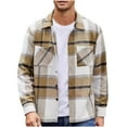 thumbnail image 1 of CTPDG Men's Flannel Shirts Casual Button down Plaid Shirt Jacket Long Sleeve Fleece Shacket with Pockets Fashion Comfortable Tops Khaki XXXL, 1 of 5