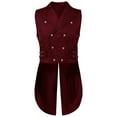 thumbnail image 1 of CTPDG Men's Gothic Long Vest Clothing Medieval Court Vests Retro Tailcoat Slim Fit Vest Sleeveless Solid Color Casual Lapel Jacket Red L, 1 of 2