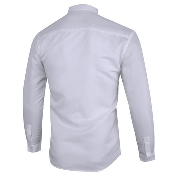 CTPDG Men's Simple Stylish Solid Color Long Sleeve Dress Shirt Slim Fit Casual Business Formal Button up Shirts Regular Size Tops White XL