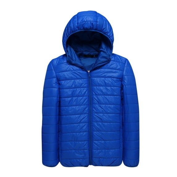 CTPDG Men's Solid Color Packable Puffer Jacket Lightweight Hooded Zipper Padded Jackets Plus Size Windproof Winter Warm down Coat Blue XXL