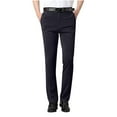thumbnail image 1 of CTPDG Men's Summer Comfortable casual Trousers Stylish Slim-Fit Business Dress Pants Solid Office Trouser Straight Leg Formal Suit Pants Navy 31, 1 of 9