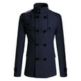 thumbnail image 1 of CTPDG Mens Business Casual Pea Coat Solid Color Turndown Collar Double Breasted Wool Blend Coat Slim Fit Trench Coats Dress Overcoat Navy XL, 1 of 9