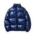 CTPDG Mens Shiny Puffer Jacket With Hood Plus Size Casual Lightweight