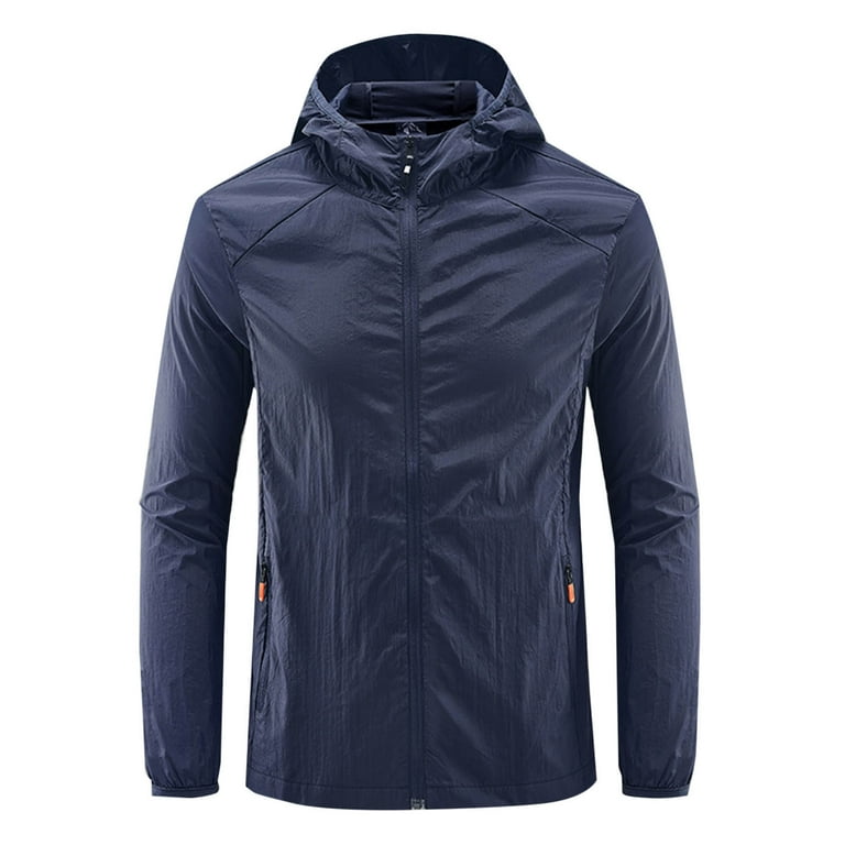 CTPDG Mens Solid Color Hooded Cycling Rain Jacket Outdoor Lightweight Waterproof Packable Soft Shell Windbreaker Jacket for Hiking Golf Running Blue L Walmart