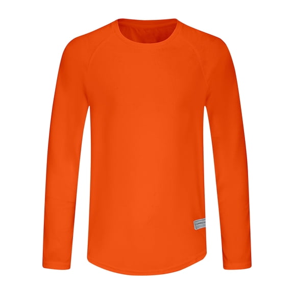 CTPDG Mens Upf 50+ UV Sun Protection Shirts Fashion Outdoor Long Sleeve Raglan T-Shirt Spf Rash Guard Hiking Swimming Running Tops Orange L