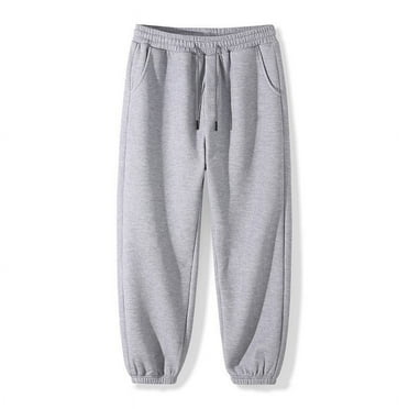 CTPDG Solid Color Sweat Pants for Men Baggy Cotton Comfortable Sweatpants Loose Fit with Open Bottom Straight Leg Sweatpants Gray XXXL