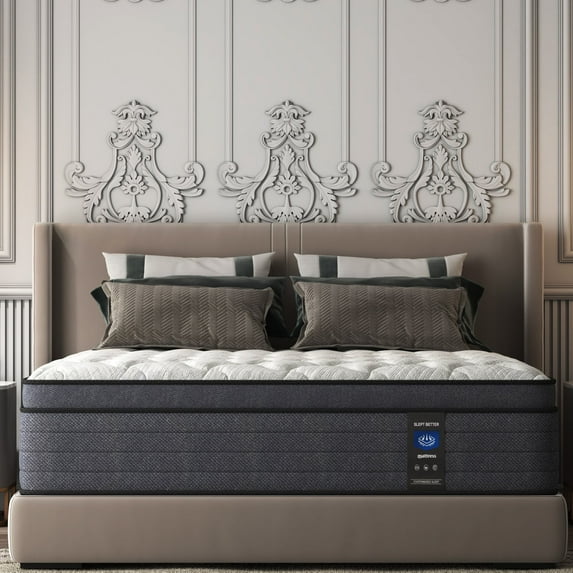 CTQC Queen Mattress 12 Inch Euro Top Mattress in a Box Memory Foam Hybrid Mattress with individually Pocket Springs Med White with Black rim