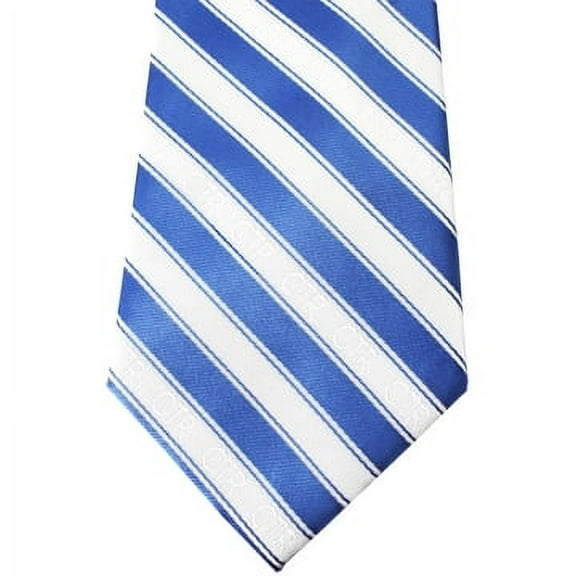 CTR Choose the Right Boys Blue and White Stripe Clip Microfiber Necktie by Ringmasters