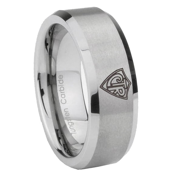 CTR Pattern 8MM Brushed Beveled Edge Gray Tungsten Men's Ring - Walmart.com