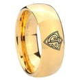 thumbnail image 1 of CTR Pattern 8MM Dome Gold Plated Tungsten Men's Ring, 1 of 2