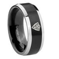 thumbnail image 1 of Tungsten CTR Pattern 8mm Black 2 Tone Beveled Edges Men's Ring, 1 of 1