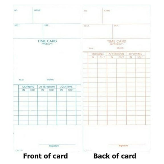 CTR121 Time Cards - 250 Pack - Weekly & Bi-Weekly Time Cards for Amano Acroprint Time Recorders - 3.375 x 7.3125 Inch Employee Time Sheets