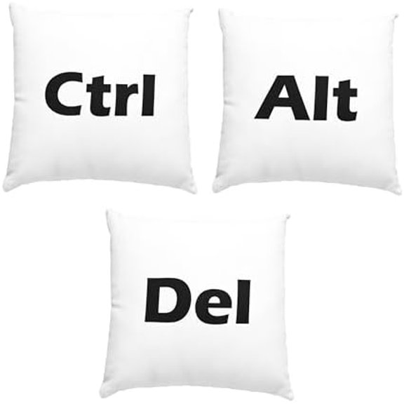 CTRL + ALT + DELETE Pillow Cover (3 PCS)- Handmade Satin Pillow Cover - Funny Sarcastic Gamer Coder Pillow Cover - Unique Design Home Gift for Women and Men$$Bedding