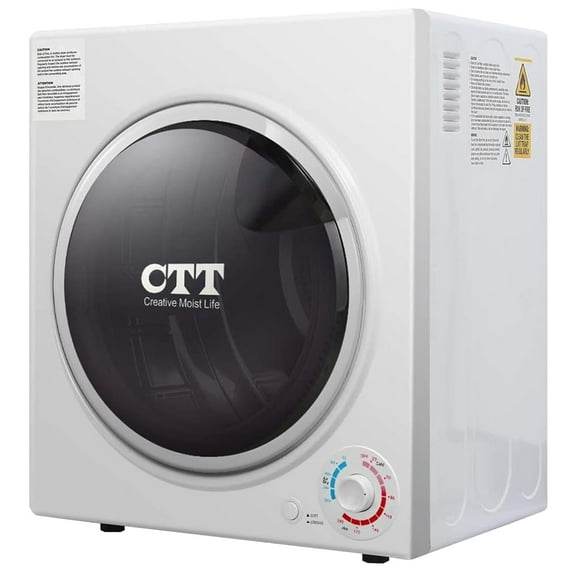 CTT 3.5 Cu. Ft. Clothes Dryer, 1500W Electric Dryers for Clothes, Electric Clothes Dryer with Stainless Steel Drumble for 13.2 lbs. with 4 Automatic Drying Modes (White)
