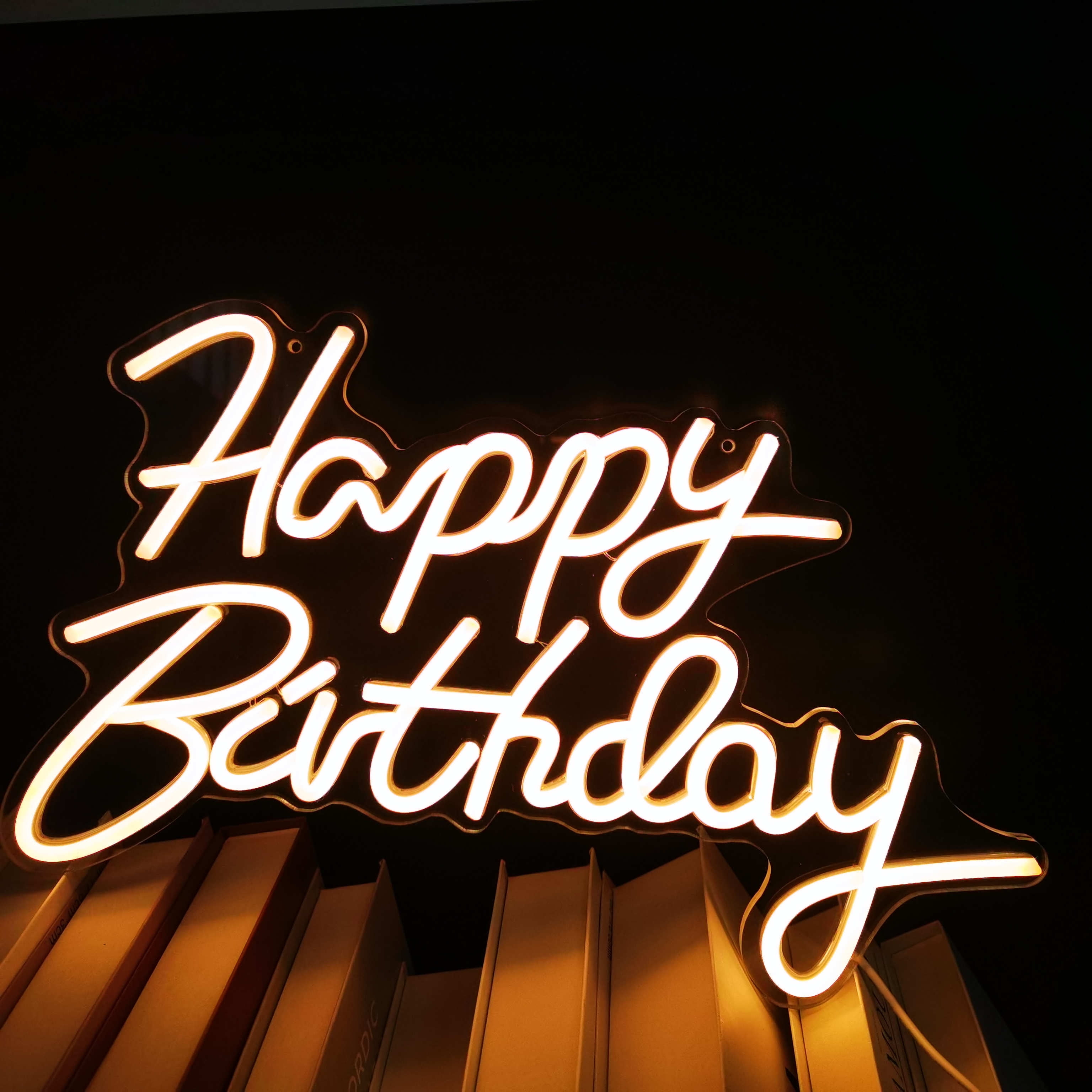 CTTNLS Happy Birthday Neon Sign For Wall Decor, Reusable Happy Birthday Neon Light Sign For All Birthday Party Decoration Warm White 5v USB Operated Decorative For Backdrop Party Bedroom