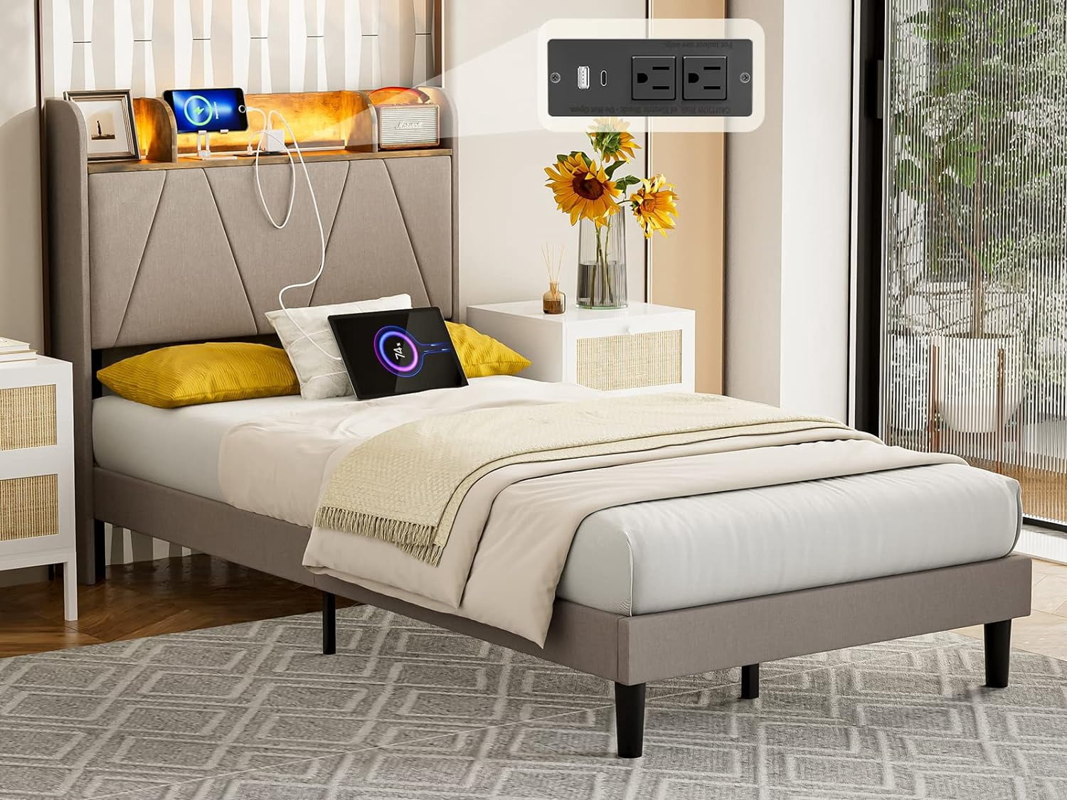 Bed Frame With Charging Ports