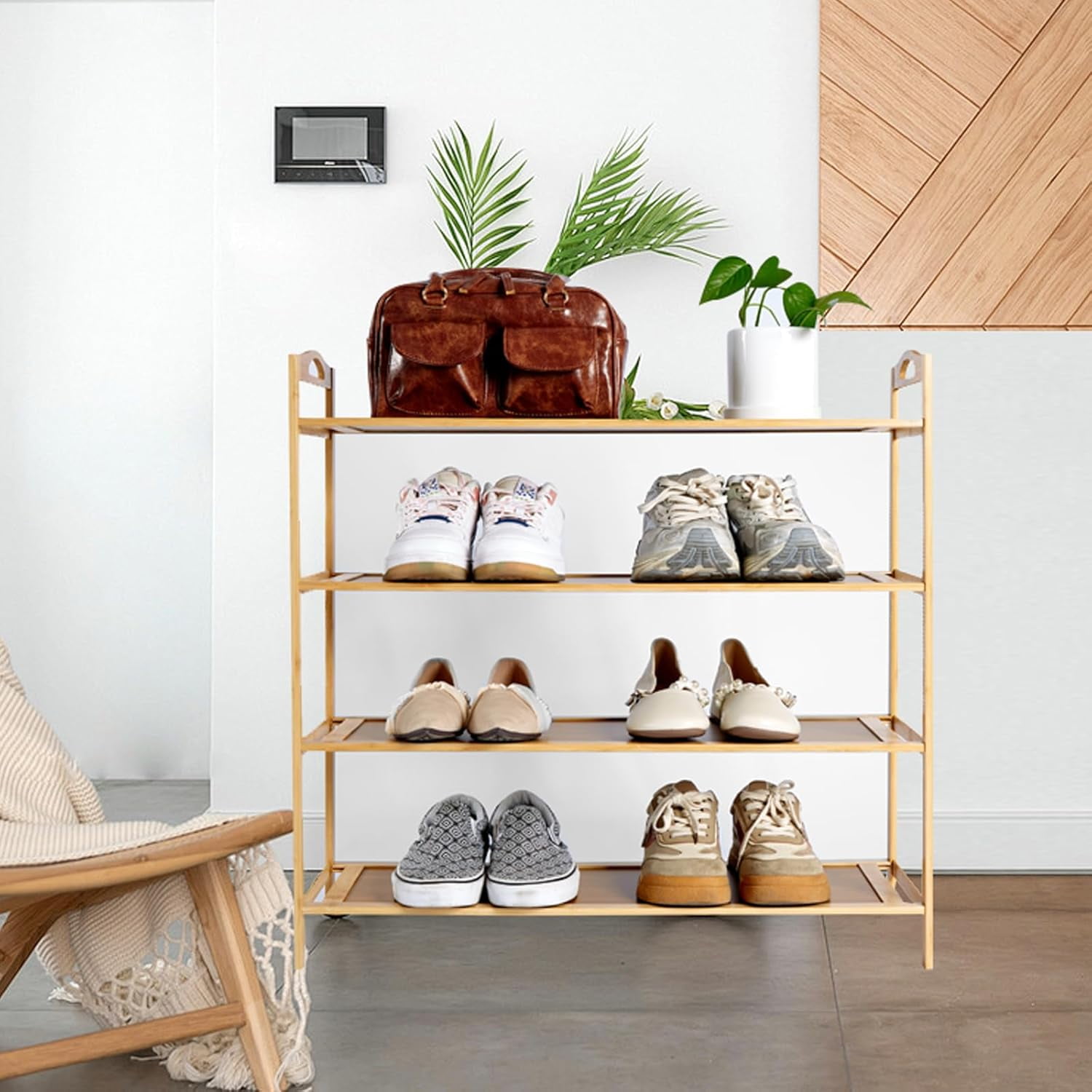 CTUVBIN 4 Tier Shoe Rack for Closet Free Standing Shoe Racks Stackable ...