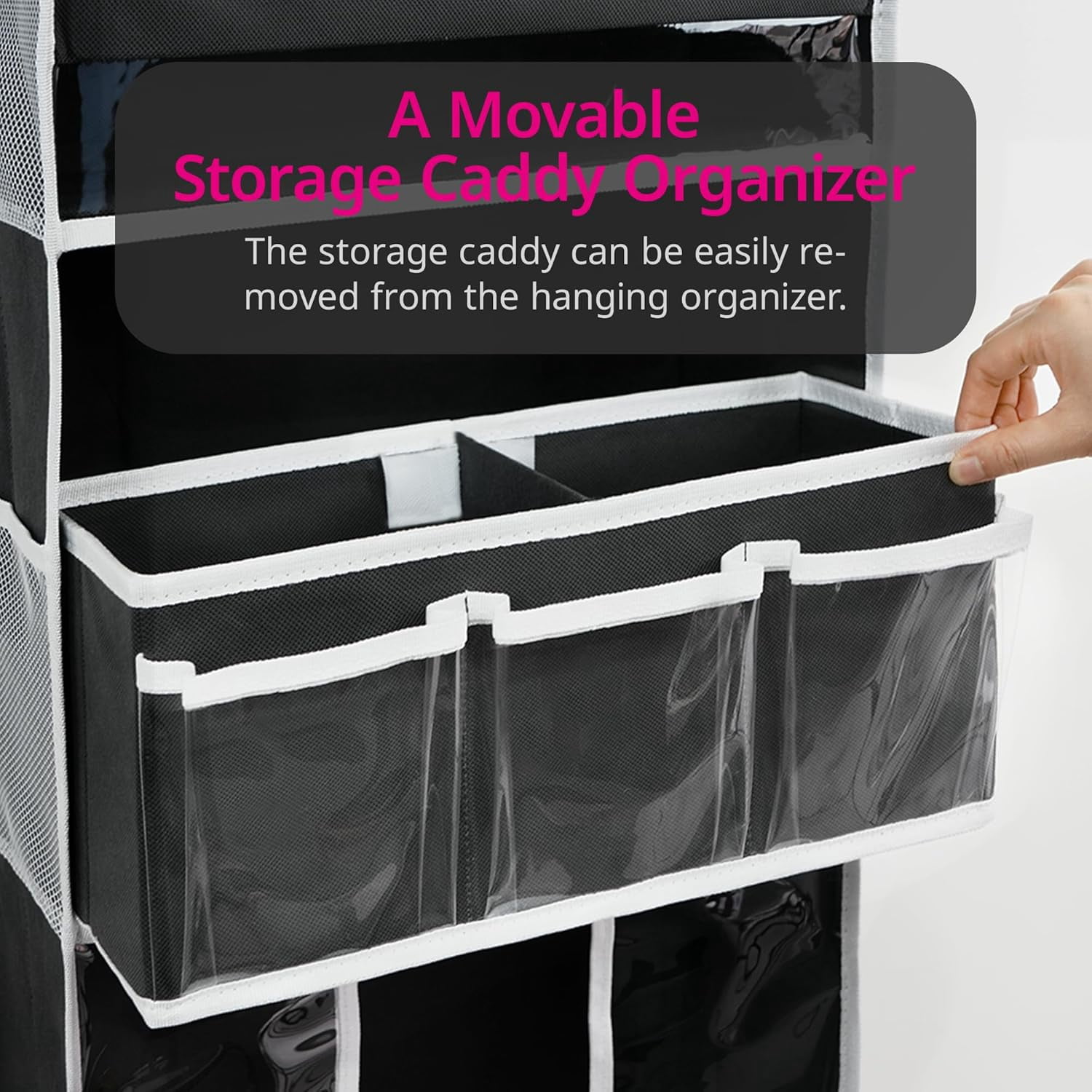 Diaper Box Stack CTUVBIN Door Hanging Storage Organizer with 3 Bins 1 Movable Baby ...