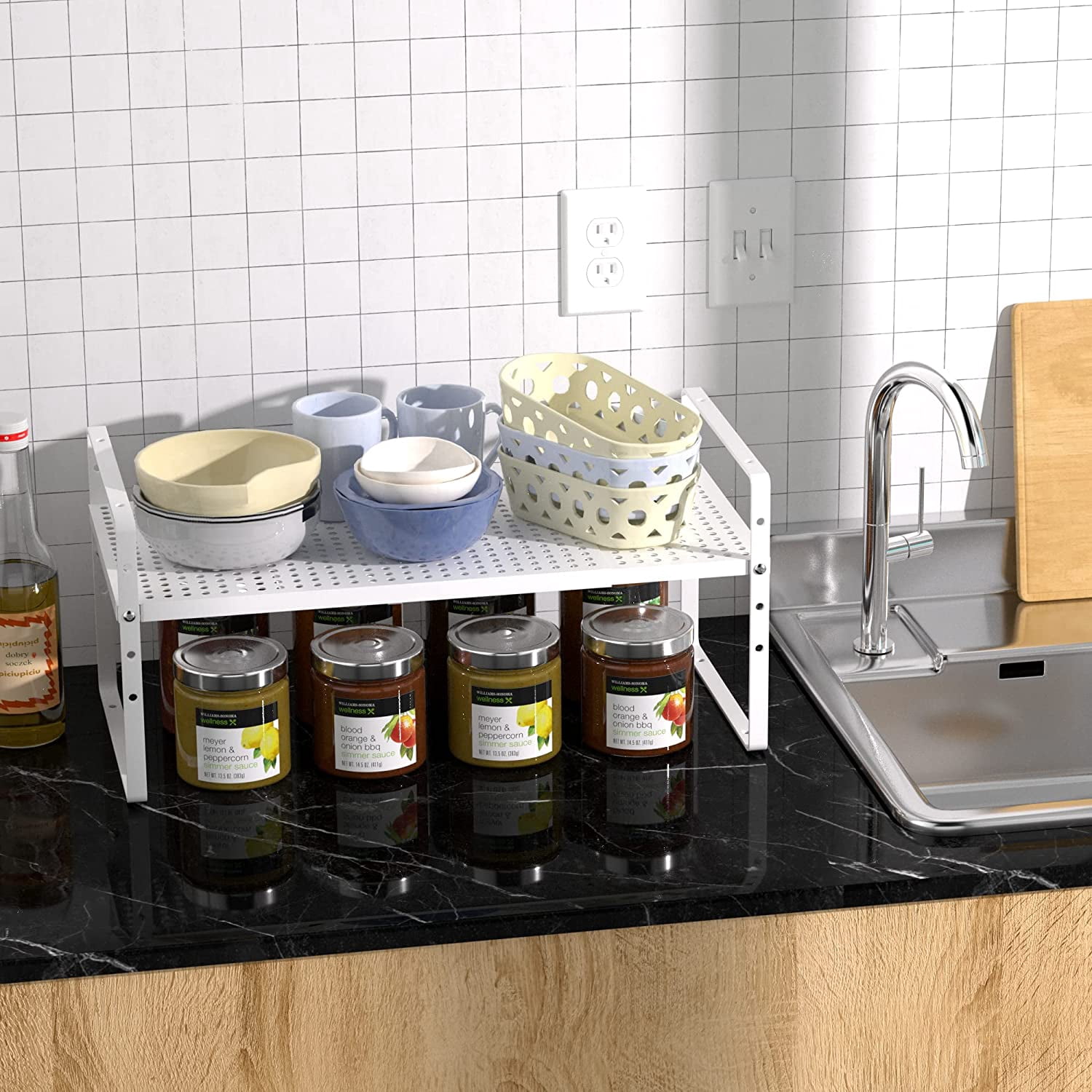 CTUVBIN Expandable Kitchen Cabinet Shelf Organizer Stackable Metal ...