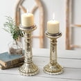 thumbnail image 1 of CTW Collection 370561 Set of Two Mercury Glass Pillar Candle Holders, 1 of 1