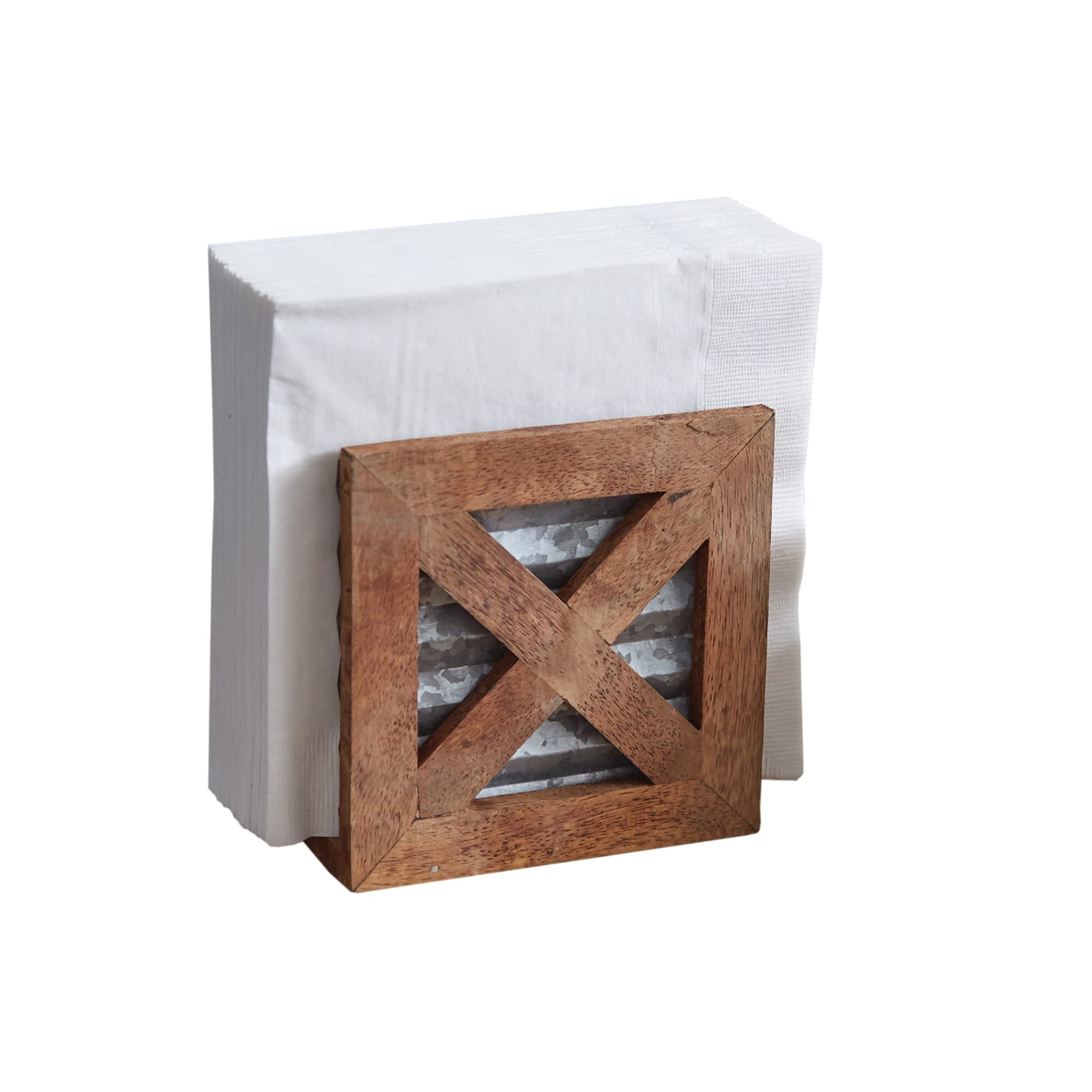 Rustic Wood and Metal Barn Door Napkin Holder