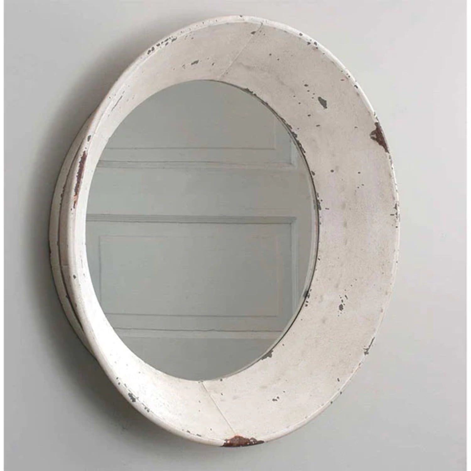 Colonial Elegance Whitewashed Round Wall Mirror, 22" Diameter