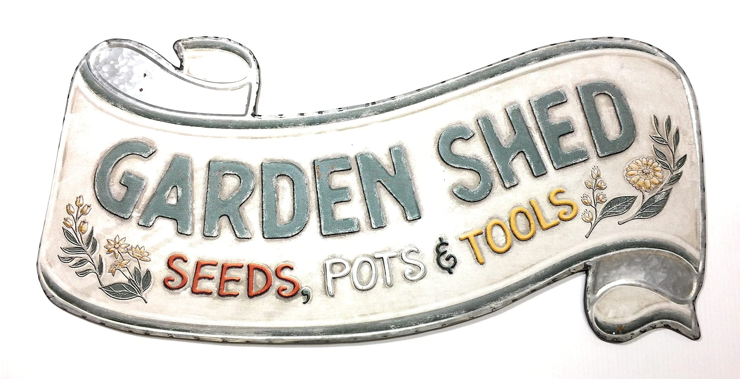 Vintage Style Metal Garden Shed Scroll Sign