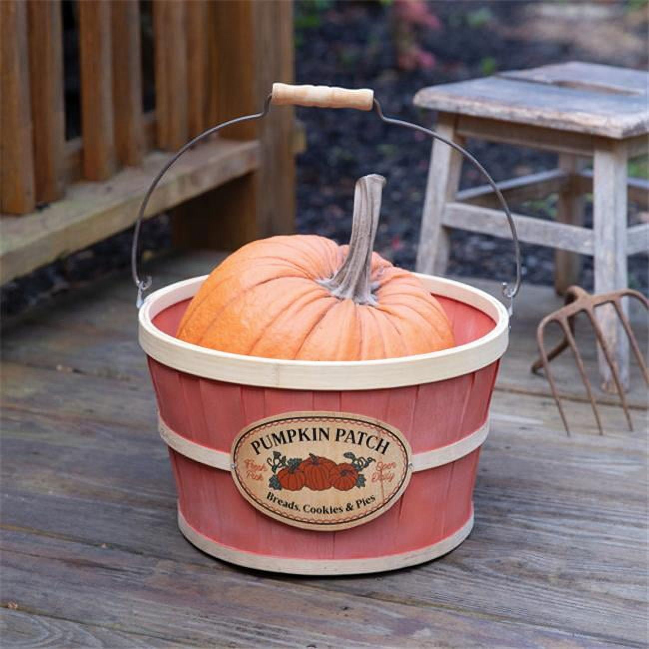 CTW Home Collection Wooden Slats Pumpkin Patch Bushel Thanksgiving