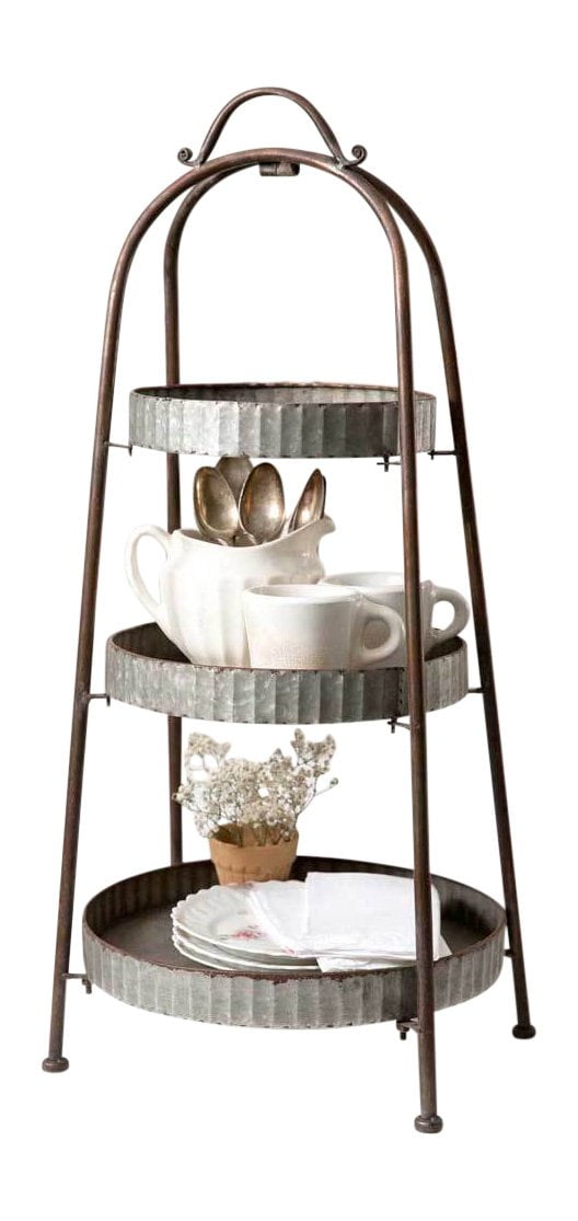 Galvanized Steel 3-Tier Round Display Stand