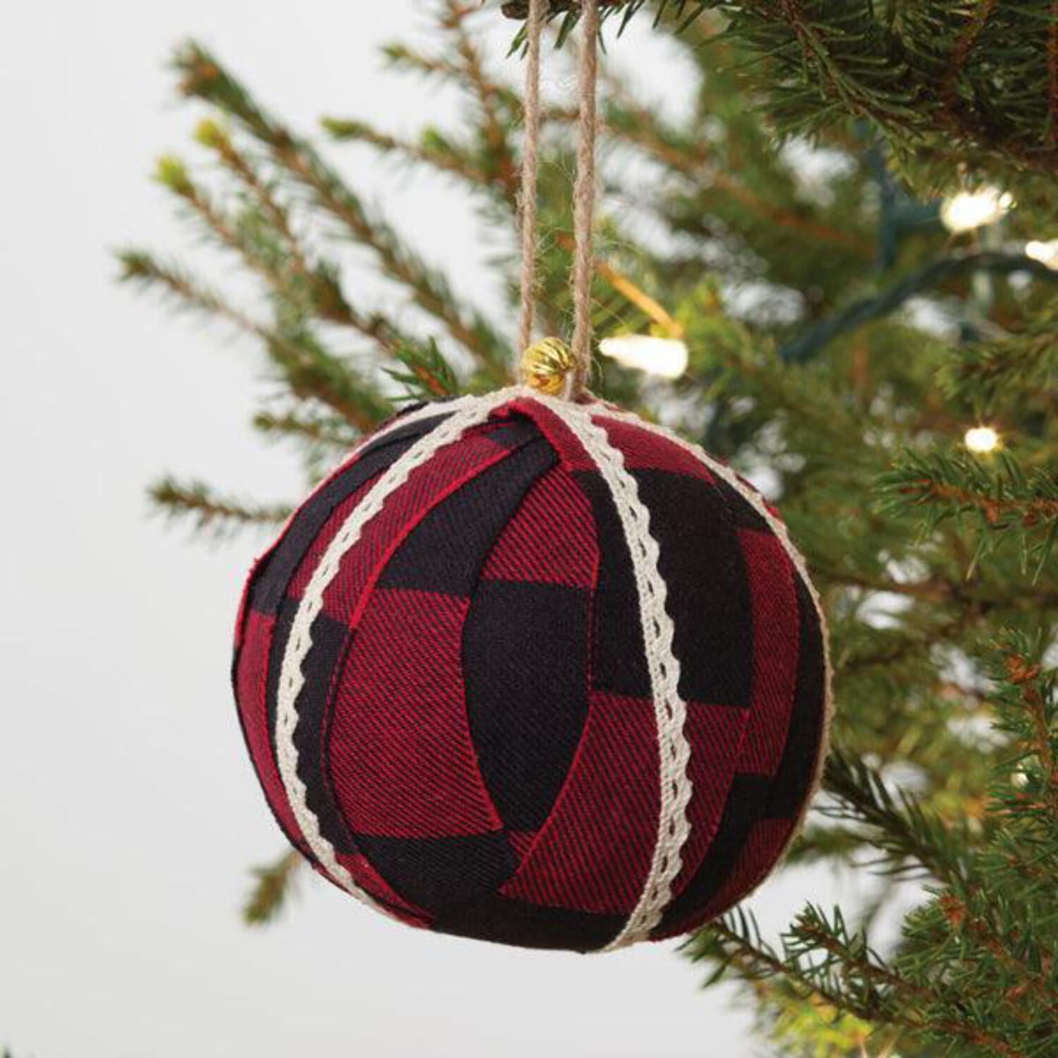 Red and Black Buffalo Plaid Fabric Christmas Ornament
