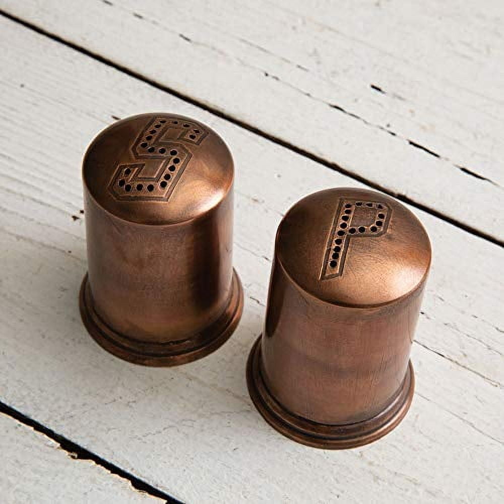 Vintage Copper Finish Salt and Pepper Shakers