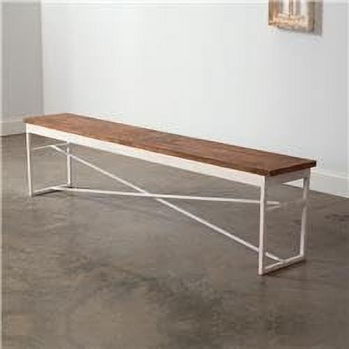 Rustic Wood and Metal Rectangular Bench