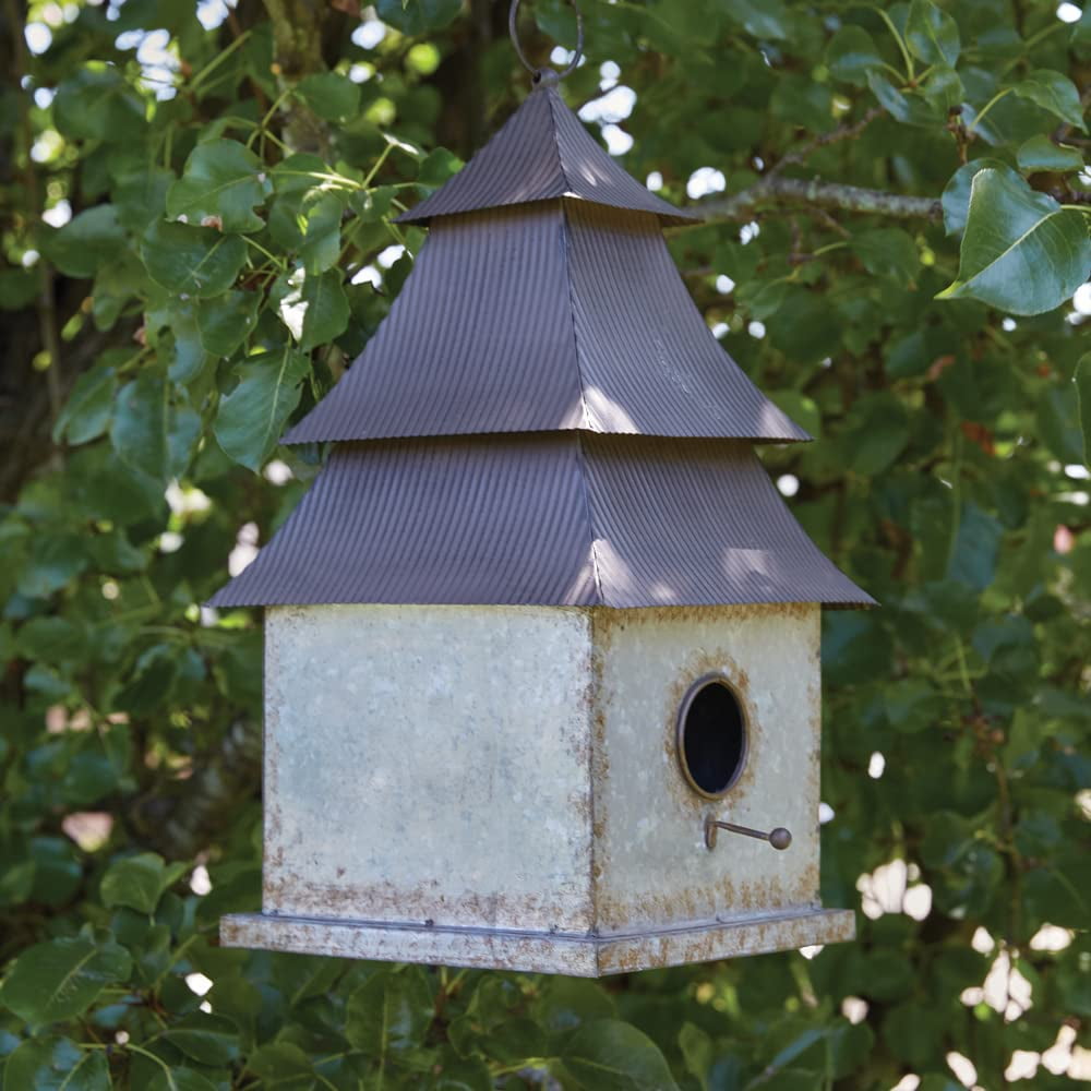 CTW Home Collection Galvanized Pagoda Birdhouse, 16-inch Height
