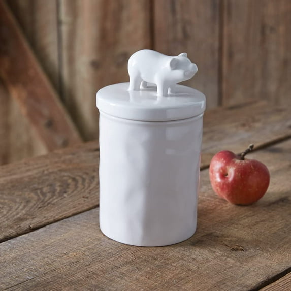 CTW Home Collection Small Piglet Canister, 8-inch Height, Ceramic, Jar, Food Container, Kitchen Organizer, Functional Storage