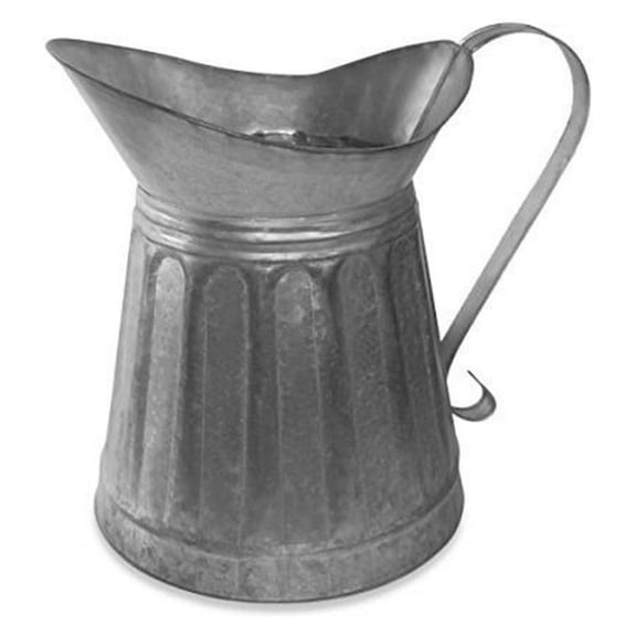 CTW Metal Milk Pitcher Rustic Farmhouse Decor, Steel, 12-inch Height, one size, Galvanized Silver