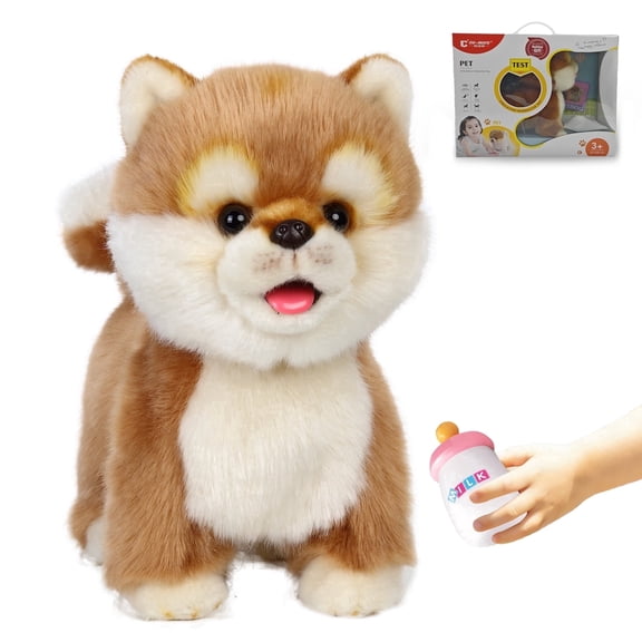 CU-MATE 12" Electric Plush Akita Dog Toys, Electronic Stuffed Animal Dog Toy, Interactive Wuffy Robot Puppy, Walking, Talking, Barking & Wagging Tail, Gifts for Boys and Girls