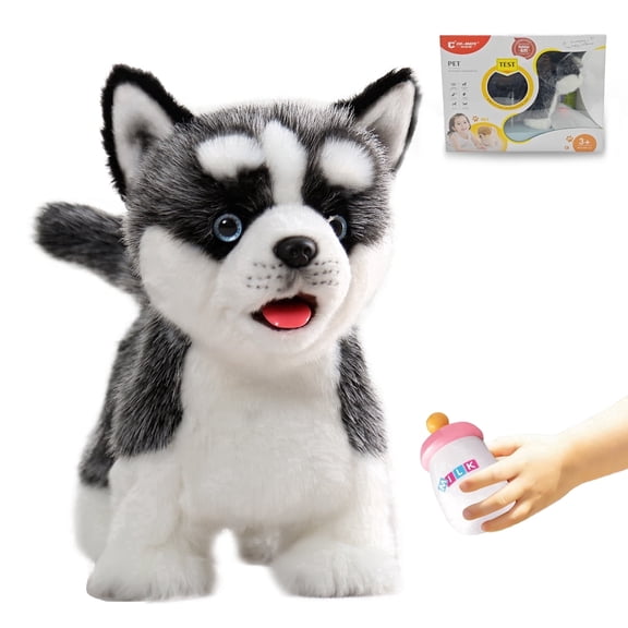 CU-MATE 12" Electric Plush Husky Dog Toys, Electronic Stuffed Animal Dog Toy, Interactive Wuffy Robot Puppy, Walking, Talking, Barking & Wagging Tail, Gifts for Boys and Girls