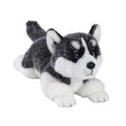 CU-MATE 16" Plush Siberian Husky Dog Toys, Simulation-Realistic & Lifelike Soft Stuffed Animal Dog, Handmade Lying Stuffed Dog Toys, Present Gift for Boys and Girls