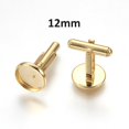 thumbnail image 1 of CU008 - Lot of 10 Gold Plated Cuff Links (5 pairs) - 12mm Glue Pad Bezel Setting - 304 Stainless Steel - Tarnish Resistant! Very High Quality!, 1 of 2