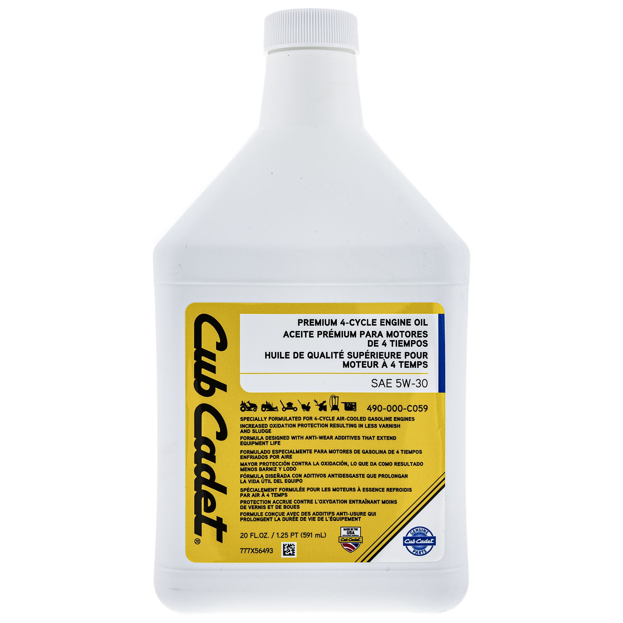 CUB CADET 490-000-C059 Engine Oil 1 Quart Bottle SAE 5W-30 for 4-Stroke Engines