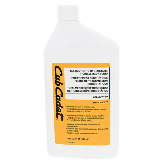 CUB CADET 490-000-C077 20W-50 20W-50 Full Synthetic Hydro Transmission Fluid 1Qt