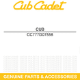 thumbnail image 1 of CUB CADET 777D07558 Label Rgt Side Hood SLT GT 1554 7284 6284 5254L 5254E 5252E, 1 of 4