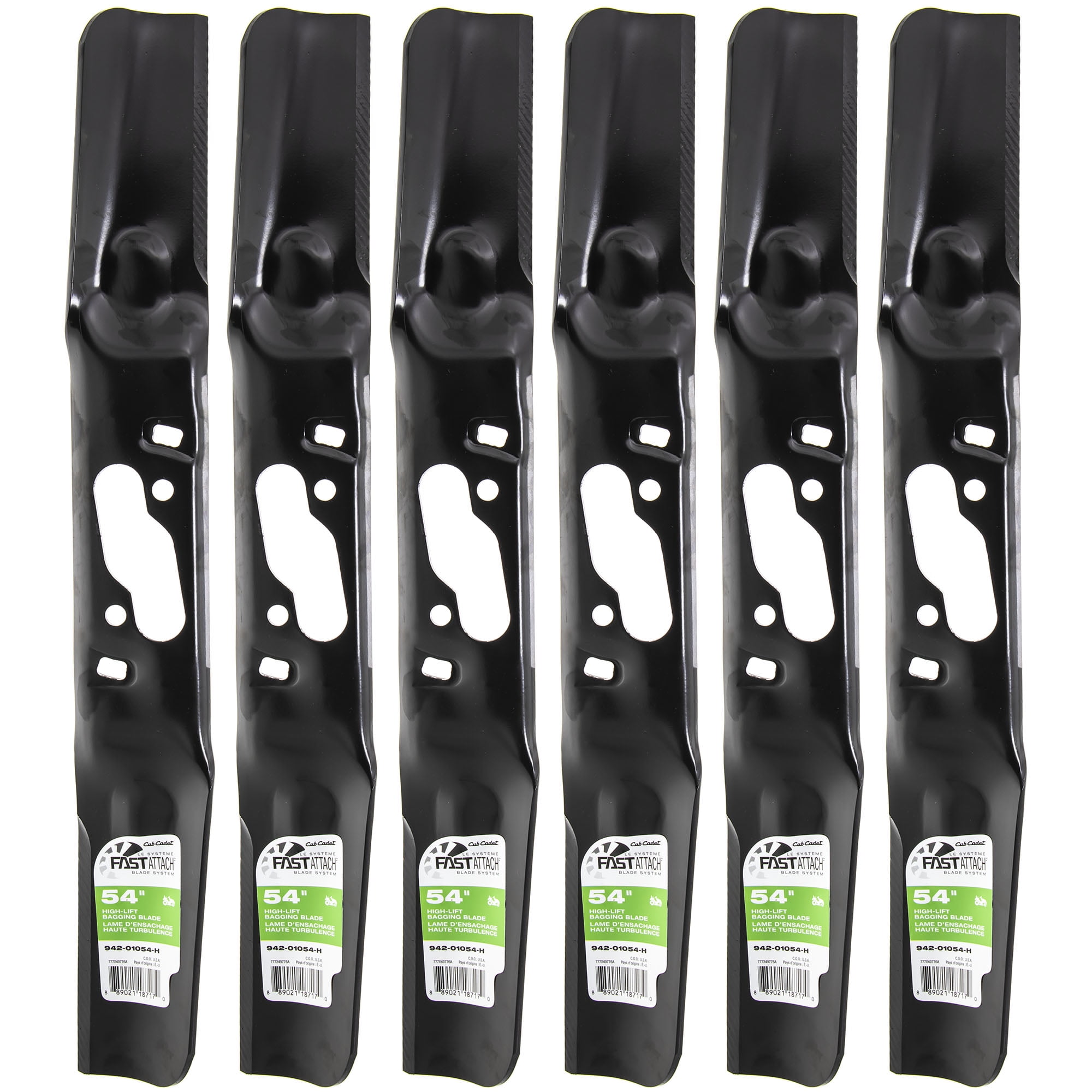 CUB CADET 942-01054-H High Lift FastAttach Blades 6-Pack 54