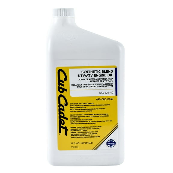 CUB CADET 490-000-C049 SAE 10W-40 ATV/UTV Engine Oil 32oz Bottle Synthetic Blend