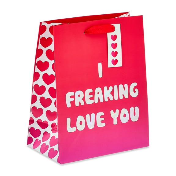 I Freaking Love You Gift Bag, Red and White, 7" x 4" x 8.5", Valentine's Day by Way To Celebrate